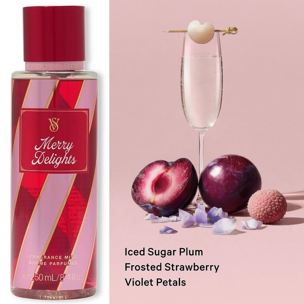 Victoria's Secret Merry Delights & Festive Fizz Fragrance Body Mist Set of 2 NEW